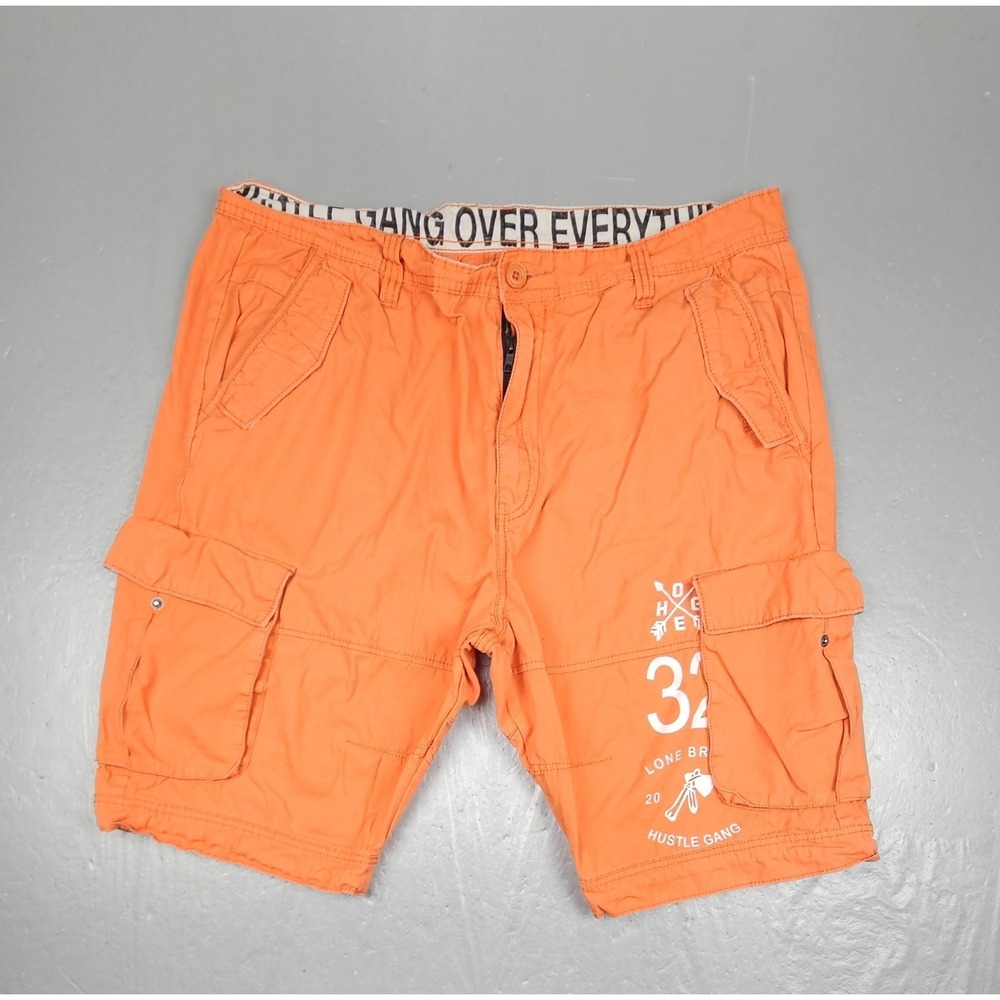 Hustle Gang Over Everything Cargo Shorts Mens 40 Orange Y2k Streetwear T.I.P